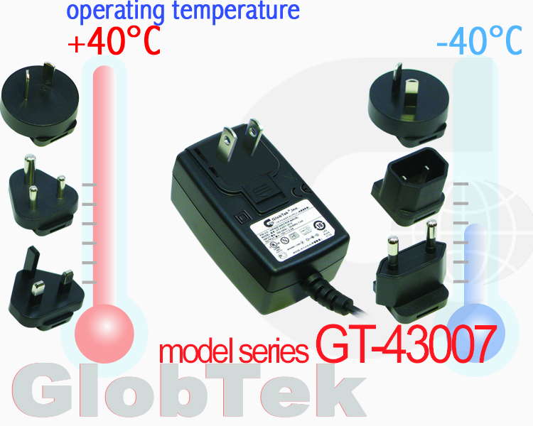 Die GlobTek Modellreihe GT-43007 Steckernetzgeräte ist jetzt auf der Betrieb in einer Umgebungstemperatur von -40°C bis +40°C für extreme Klimatische Bedingungen erweitert worden.