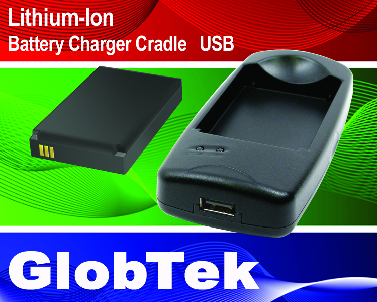 Lithium-Ion Akku-Ladefach, USB-Anschluss mit 5 V Eingangsspannung,  4,2V, 800mA zertifiziert nach CE/EMV + FCC für Einheitsmodell GT-91126-0305-0.8
